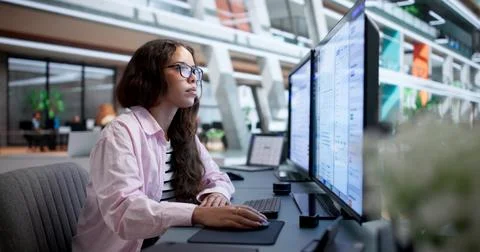 Office Manager Efficiently Organizes Digital Files Using Secure Document Soft Stock Photos