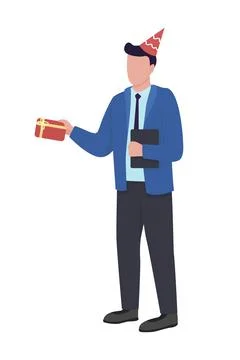 Office manager giving present semi flat color vector character Ilustración de archivo