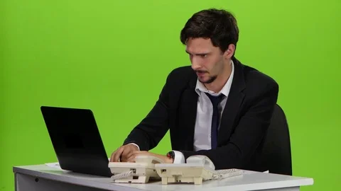 Office manager loaded errands on work, man unhappy. Green screen Stock Footage 71916563