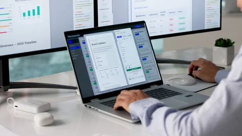 Office Manager Organizing Files On Computer Stock Footage 334534266