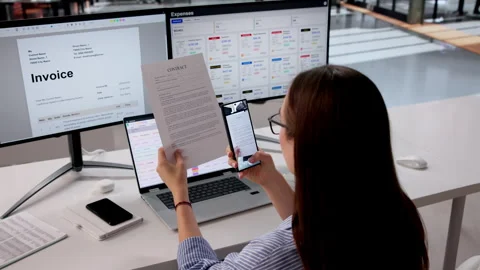 Office Manager Scanning Document With Smartphone Stock Footage 334524226
