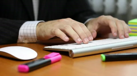 Office manager typing on computer keyboard Stock Footage 837683