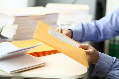 Office manager working with documents and folders Stock Photos