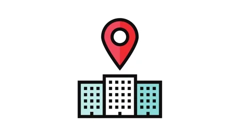 Office map location color icon animation Stock Footage 326104749