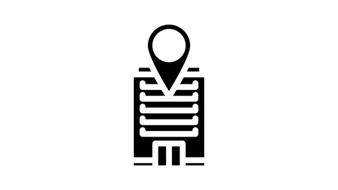 Office map location glyph icon animation Stock Footage 326742080
