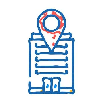 Office map location icon doodle illustration Illustrazione stock