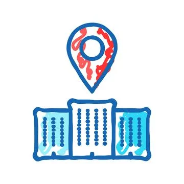 Office map location icon doodle illustration Illustrazione stock
