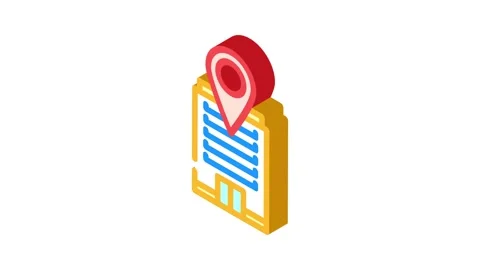 Office map location isometric icon animation Stock Footage 327288483