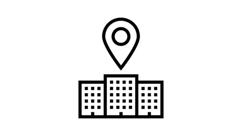 Office map location line icon animation Stock Footage 326130956