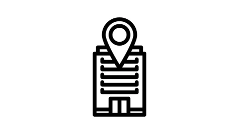 Office map location line icon animation Stock Footage 326758839