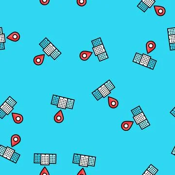 Office map location vector seamless pattern Stock Illustration