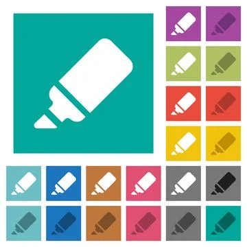 Office marker solid square flat multi colored icons Stock Illustration