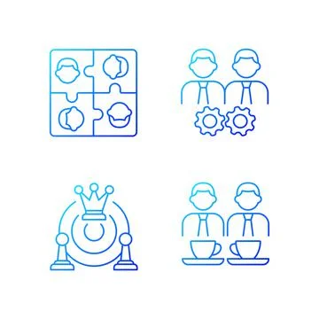 Office members interaction gradient linear vector icons set Ilustración de archivo