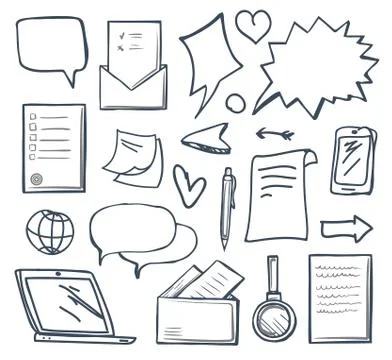 Office Messages and Thought Bubbles Set Vector 스톡 일러스트