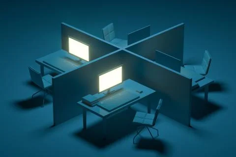 Office model with dark background,abstract conception,3d rendering. Stock Illustration