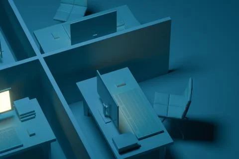 Office model with dark background,abstract conception,3d rendering. Stock Illustration