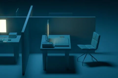 Office model with dark background,abstract conception,3d rendering. Stock Illustration