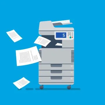 Office Multi-function Printer scanner. Isolated Flat Vector Illustrazione stock