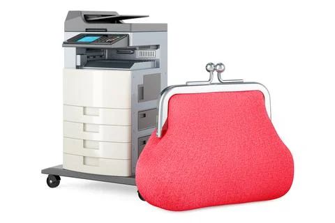 Office multifunction printer MFP with coin purse. 3D rendering Stock Illustration