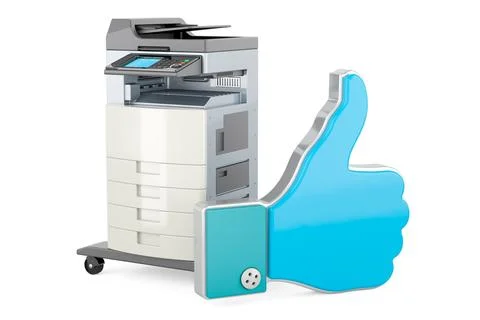 Office multifunction printer MFP with like icon. 3D rendering Stock Illustration