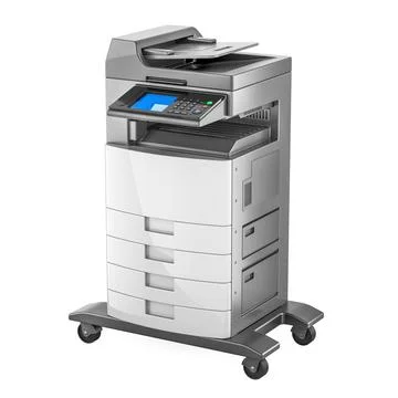Office Multifunction Printer MFP, silver color. 3D rendering 스톡 일러스트