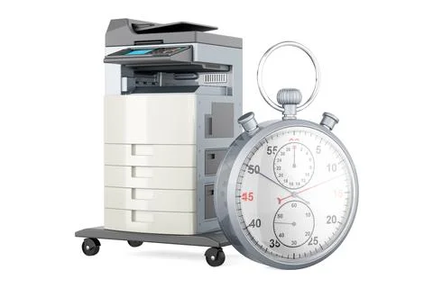 Office multifunction printer MFP with stopwatch, 3D rendering Stock Illustration
