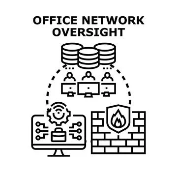 Office network oversight and data security management Stock Illustration