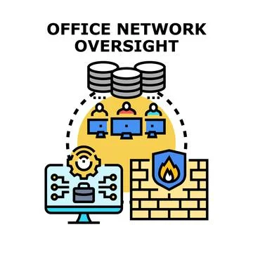 Office network oversight and data security management Stock Illustration