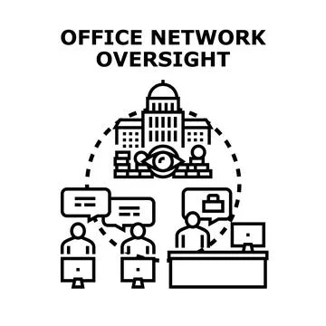 Office network oversight controlling business data security 스톡 일러스트