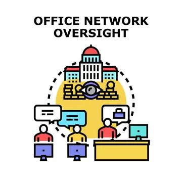 Office network oversight controlling business data security Stock Illustration