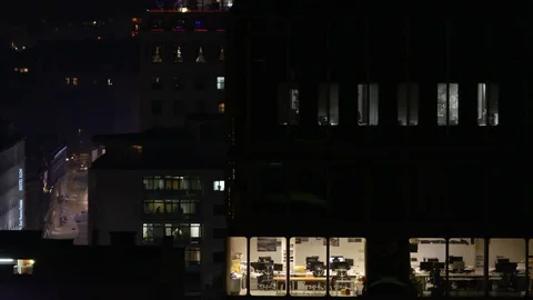 Office at night time lapse Stock Footage 87707607