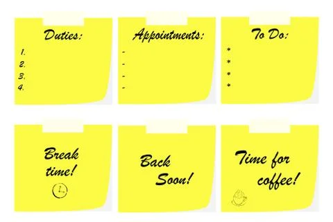 Office note papers - business communication concept Stock Illustration