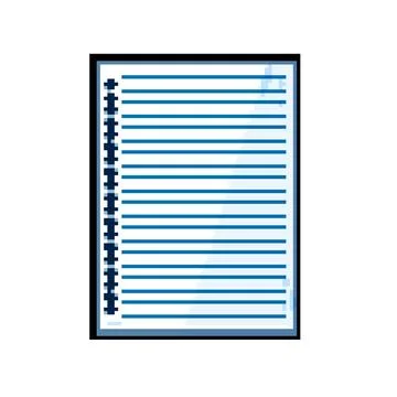 Office notebook line page pixel art vector illustration Stock Illustration