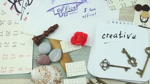 Office objects and creative Stock Footage 88076579