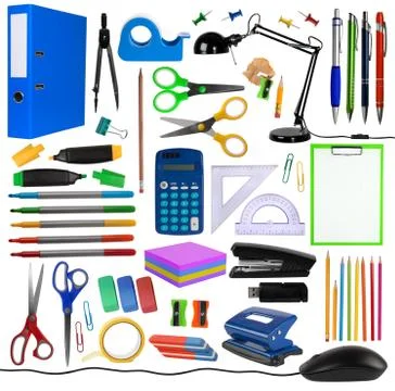 Office objects isolated on white background Stock Photos