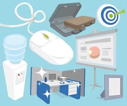 Office objects set Stock Illustration