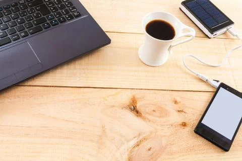 Office objects on wood Stock Photos