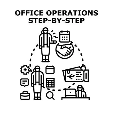 Office operations step by step business process management Stock Illustration