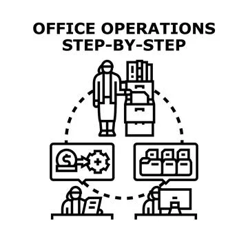 Office operations step by step process vector concept 库存插图