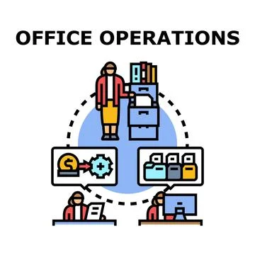 Office operations workflow management and business processes Stock Illustration