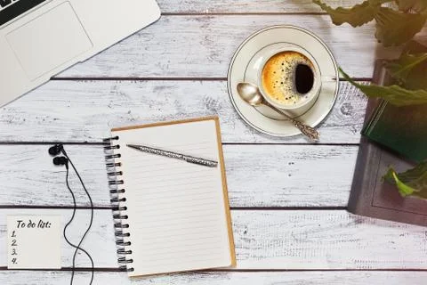 Office or freelancer workspace with to do list and laptop Stock Photos