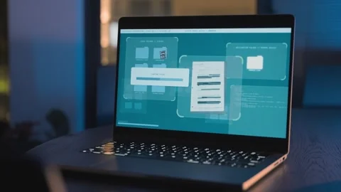 Office or home hacker computer laptop copying or uploading secret files at 库存影片 333182637