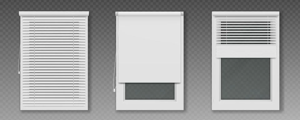Office or home window frame with jalousie. Ilustración de archivo