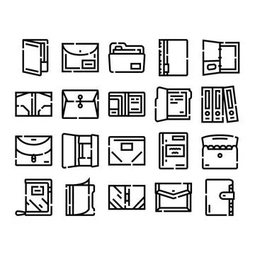 Office organization supplies with document folders and binders イラスト素材