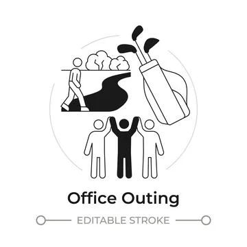 Office outing modern flat line concept icon Stock Illustration