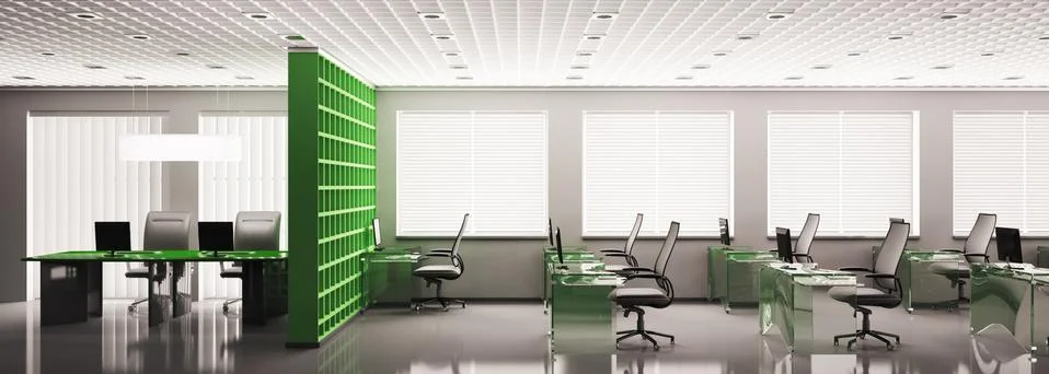 Office panorama 3d Stock Illustration
