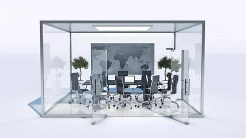 Office panorama. 3d rendering Stock Illustration