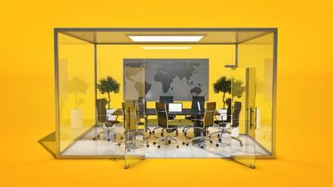 Office panorama. 3d rendering Stock Illustration