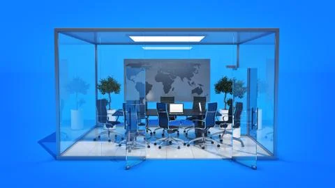 Office panorama. 3d rendering Stock Illustration
