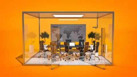 Office panorama. 3d rendering Stock Illustration